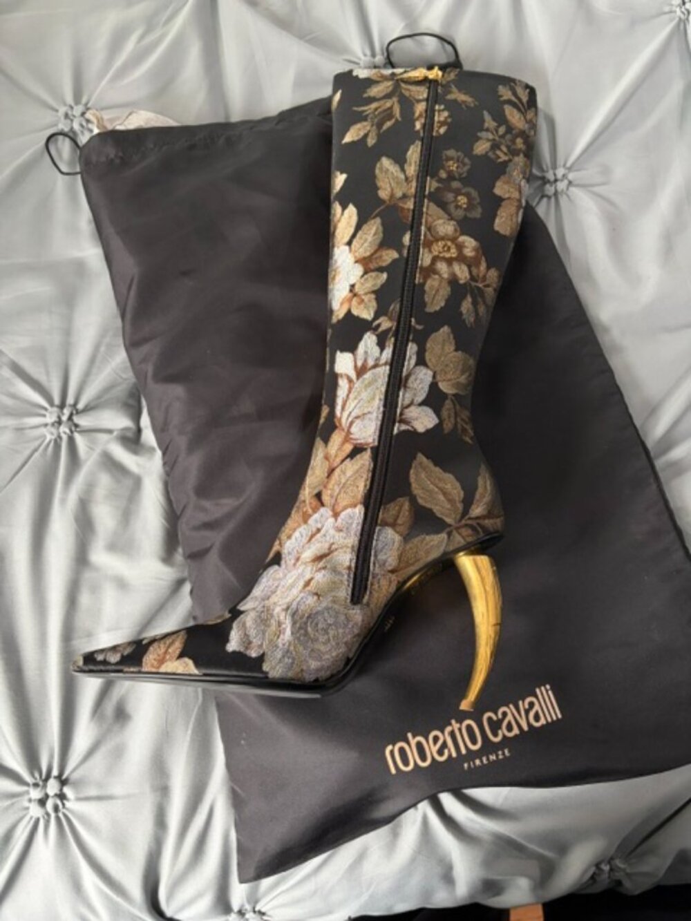 Authentic Roberto Cavalli Floral Jacquard Boots / Size 40 (US 9-9.5) / New with - Picture 2 of 9